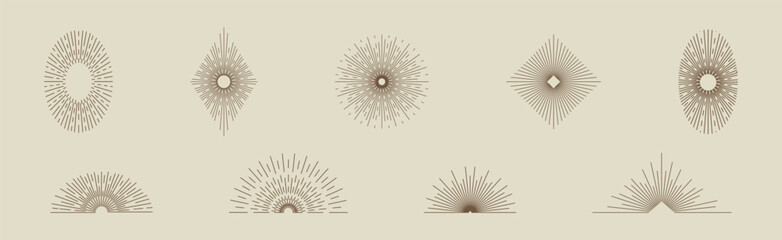 Aufkleber - Vintage Sunbursts in Different Shapes Trendy Design Element Vector Set