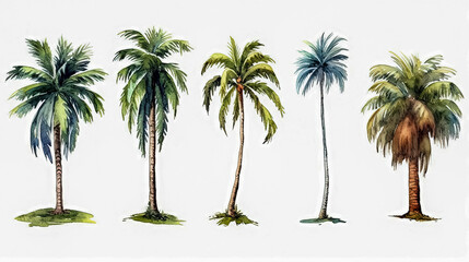 Wall Mural - Create a lively oasis with our palm trees illustration on a white background.