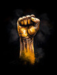 Abstract illustration of a fist up, black background