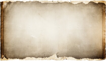 Canvas Print - grunge empty creased paper texture with torn edges frame and faded vignette border dirty distressed vintage 8k 16 9 weathered old wrinkled photo background retro overlay 3d rendering