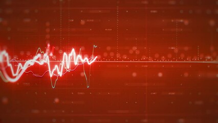 Poster - Crisis Data Business Trading Live Stats Screen/ 4k animation of a business background with alert statistics on computer screen with noise and blur effect