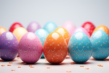 Poster - A set of colorful Easter eggs on a colored background