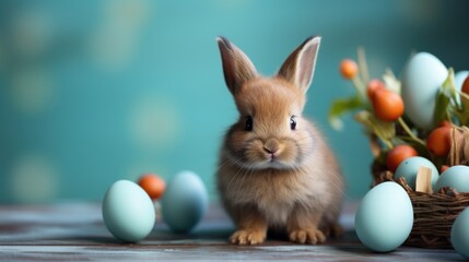 Sticker - Easter bunny with Easter colorful eggs