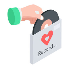 Sticker - Modern isometric icon of a record album 