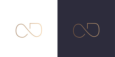 Wall Mural - Letter C and D logo monogram, glasses, minimal style identity initial logo mark. Golden gradient vector emblem logotype for business cards initials.