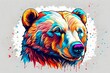 Bear  head vector in neon pop art style