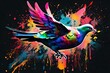 Flying dove vector in neon pop art style