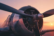 © ADDICTIVE STOCK - Sunset Glow on Vintage Airplane Propeller. Generative AI.