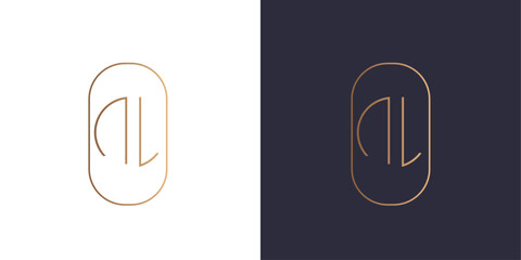 Wall Mural - Letter d and l logo monogram, minimal style identity initial logo mark. Golden gradient vector emblem logotype for business cards initials.