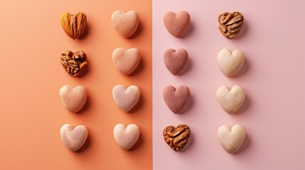 Sticker -  a couple of heart shaped cookies sitting next to each other on a pink and orange background and a couple of heart shaped cookies sitting next to each other on a pink and orange background.