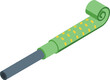 Green party blower icon isometric vector. Roll blow tool. Carnival party