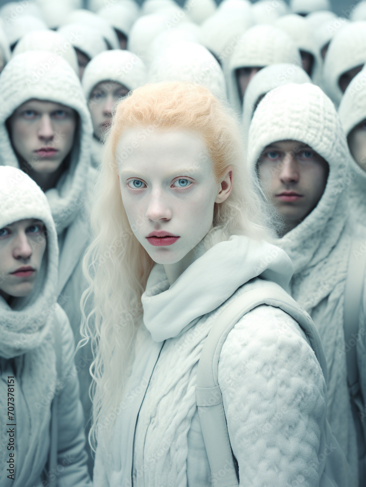 albino people human woman men girl boy Congenital disease, absence of pigment in skin and its appendages, in iris and pigmented membranes of eyes white individual skin.