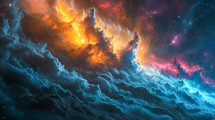 Wall Mural - fantasy sunset in the clouds