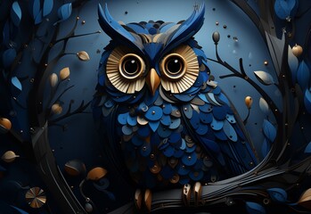 Wall Mural - Abstract Owl in Pop up style. Decoration art background. Owl abstract geometric illustration background. Templates for designs. 