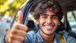 Man Giving Thumbs Up in Car