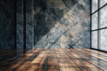 Wall Mural - Vacant space with wooden floor laminate backdrop