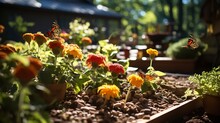 A Colorful Backyard Pollinator Garden. : Generative AI