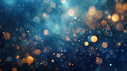 Blurred Colorful golden and blue glitter confetti for magic background