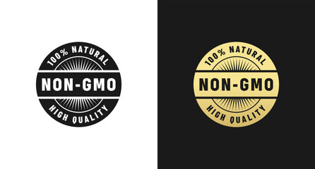 Wall Mural - Non GMO Label or GMO Free stamp Vector Isolated. Non GMO Label for guaranteed natural products without genetic engineering. GMO Free label For natural product seal.