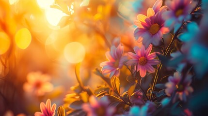 Beautiful light flowers background, copy space. Generative AI