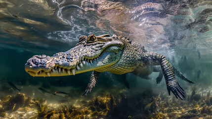 Canvas Print - crocodile in the water