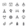 Set of Diwali icon for web app simple line design