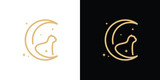 Fototapeta Fototapety na ścianę do pokoju dziecięcego - minimalist line logo design, moon cat logo design template.