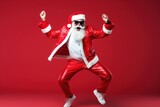 Fototapeta Sport - Santa claus wearing red posing photo, in the style of playful neo-pop Ai Generative