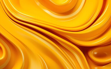 Poster - golden yellow mustard abstract 3D fluid circle background. generative ai