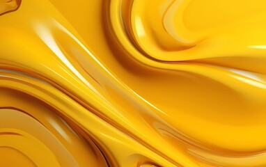 Poster - golden yellow mustard abstract 3D fluid circle background. generative ai