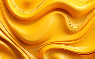 Poster - golden yellow mustard abstract 3D fluid circle background. generative ai
