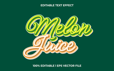 Poster - Melon juice editable font. typography template text effect. lettering vector illustration logo