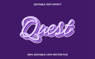 Poster - Quest editable font. typography template text effect. lettering vector illustration logo