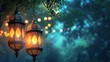 Arabic lantern of ramadan celebration background 