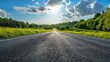© CLOVER BACKGROUND - road panorama in countryside on sunny spring day