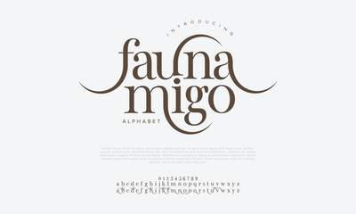 Leinwandbilder - Faunamigo premium luxury elegant alphabet letters and numbers. Elegant wedding typography classic serif font decorative vintage retro. Creative vector illustration