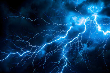 Abstract background of blue lightning