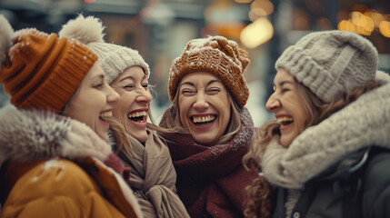 Wall Mural - happy ladies in winter