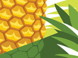 Abstract fruit design in flat cut out style. Pineapple and leaves close up. Vector illustration.