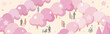 バナー　フレーム　アイソメトリック　人物　家族　子供　春　お花見　さくら　桜　背景　イラスト素材