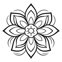 Wall Mural - coloring page with flowers pattern. Black and white doodle wreath. Floral mandala. Bouquet line art