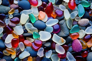 Wall Mural - Sea Glass Beach: An underwater beach covered in colorful sea glass.