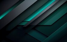 Glowing Dark Green Blue And Gray Abstract Background Geometry And Layer Elements Vector. Generative Ai
