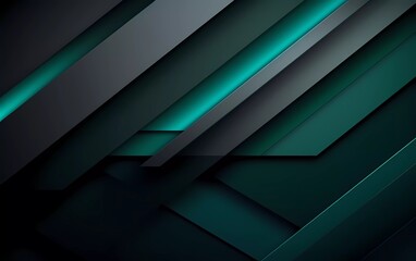Poster - Glowing dark green blue and gray abstract background geometry and layer elements vector. generative ai