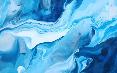 Poster - Colorful marble ink. Light blue marble pattern texture abstract background. generative ai