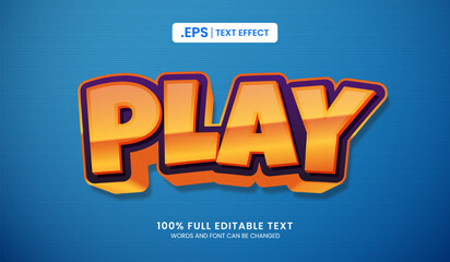 Wall Mural - Vector design editable text effect, play text cartoon style