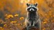 raccoon standing in the forest