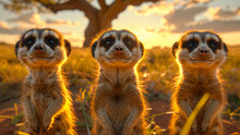 Three Meerkats On The Ground