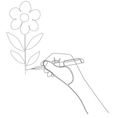 Wall Mural - continuous line of hand and pen drawing flower vector illustration