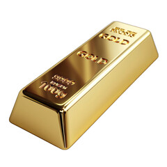 3D Gold Bar: Wealth Investment Isolated on Transparent or White Background, PNG